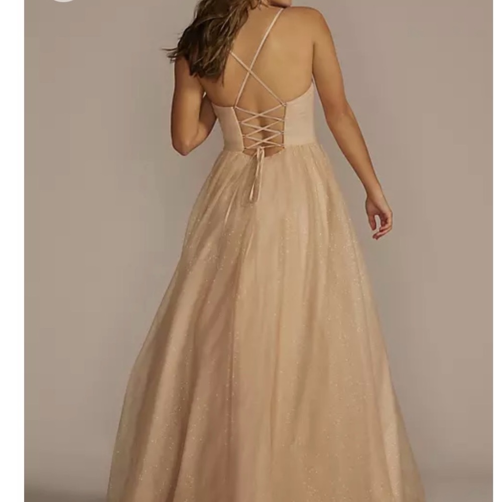 Long rose gold a-line gown
